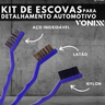 Kit De Escovas Para Detalhamento Automotivo 3 Cerdas - Vonixx