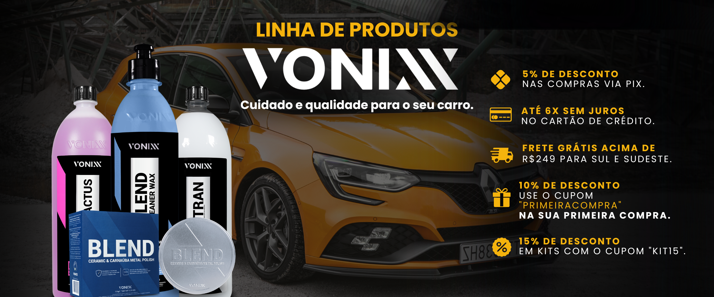 Banner site produtos estética automotiva